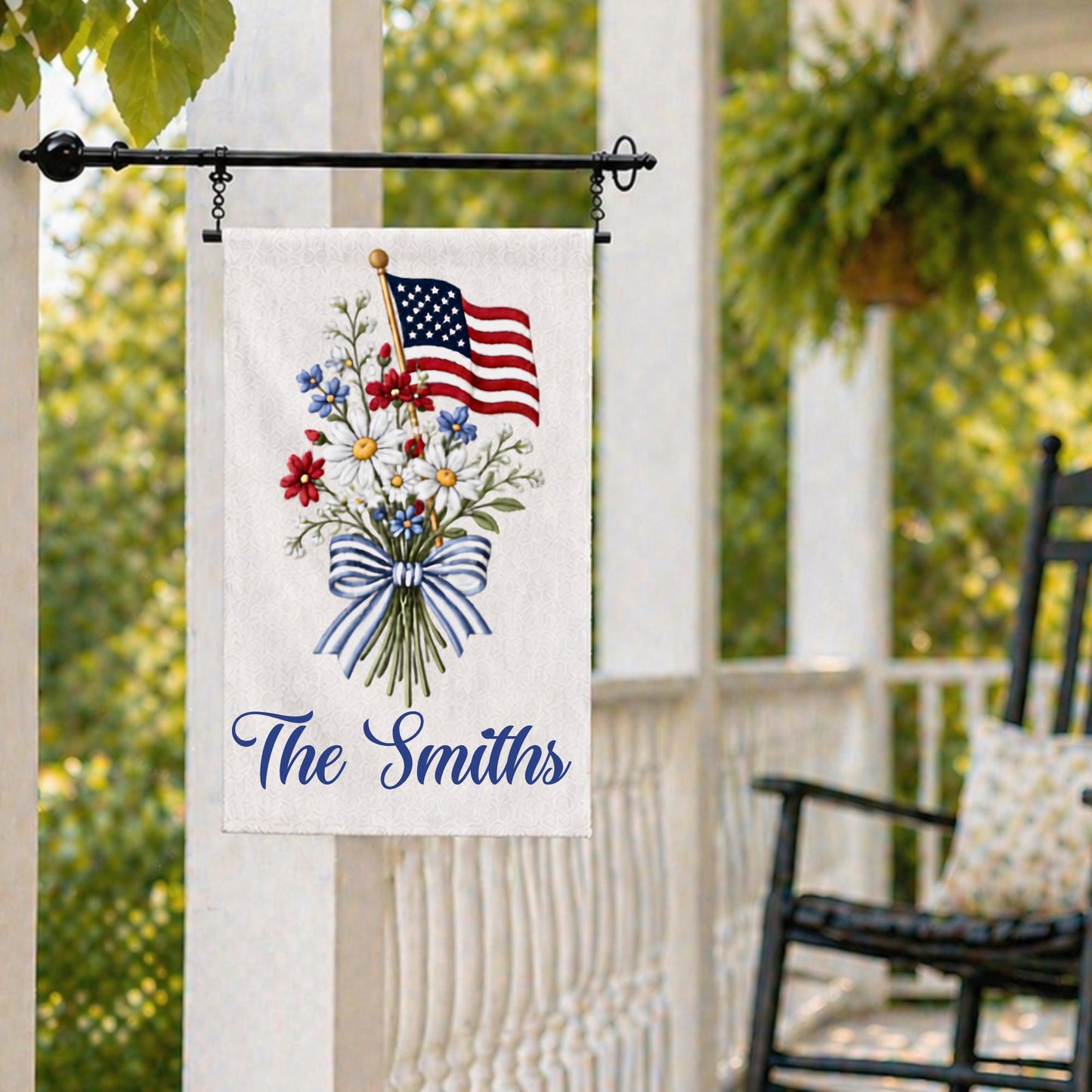 4th of July Coastal Crab Independence Day Patriotic Embroidered Personalized Custom Garden & Yard Flag