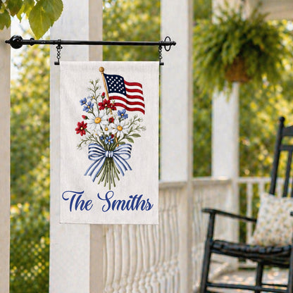 4th of July Coastal Crab Independence Day Patriotic Embroidered Personalized Custom Garden & Yard Flag