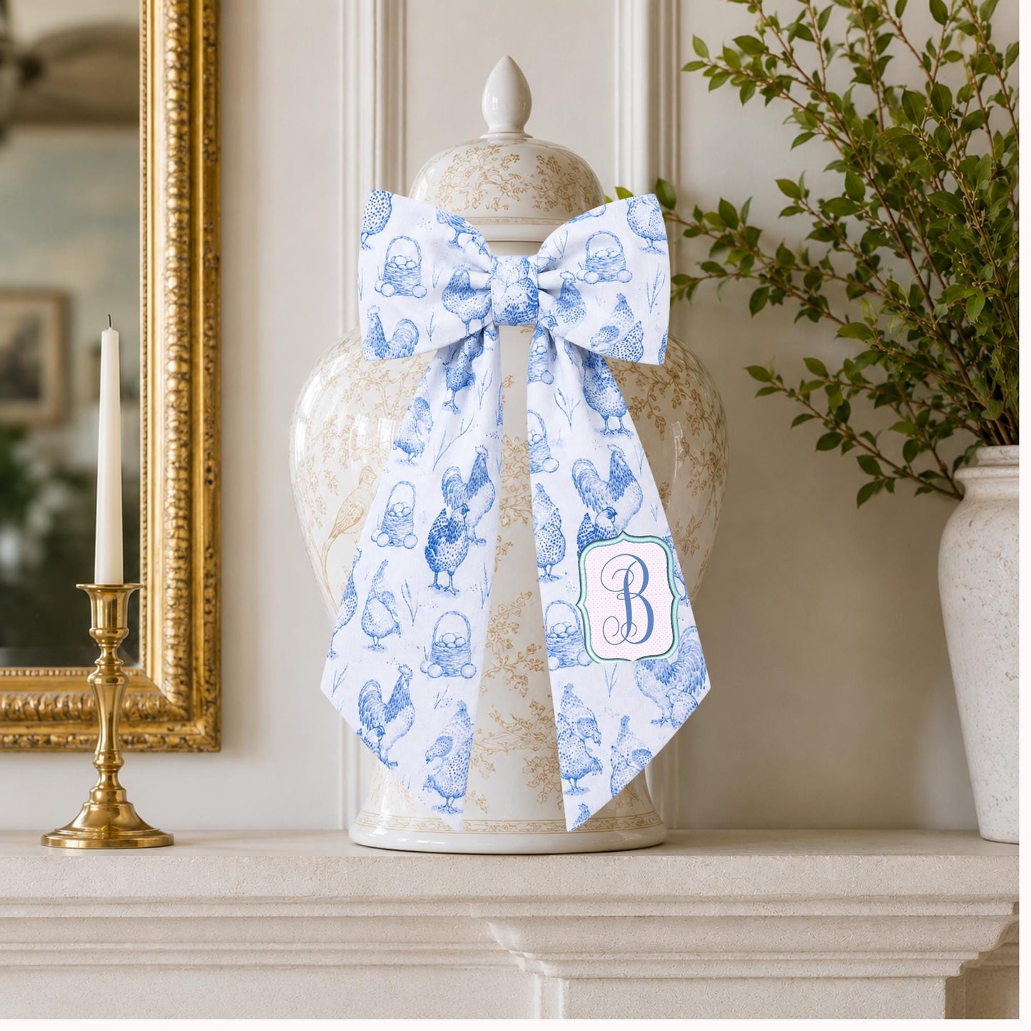 Chicken Farmhouse Embroidered Monogrammed Decorative Sash, Wreath Sash, Porch Sash, Indoor Decor