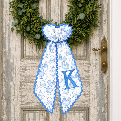Chicken Farmhouse Embroidered Monogrammed Decorative Sash, Wreath Sash, Porch Sash, Indoor Decor