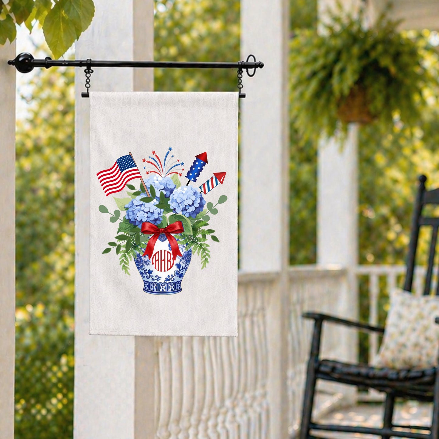 4th of July Independence Day Patriotic Embroidered Personalized Custom Garden & Yard Flag