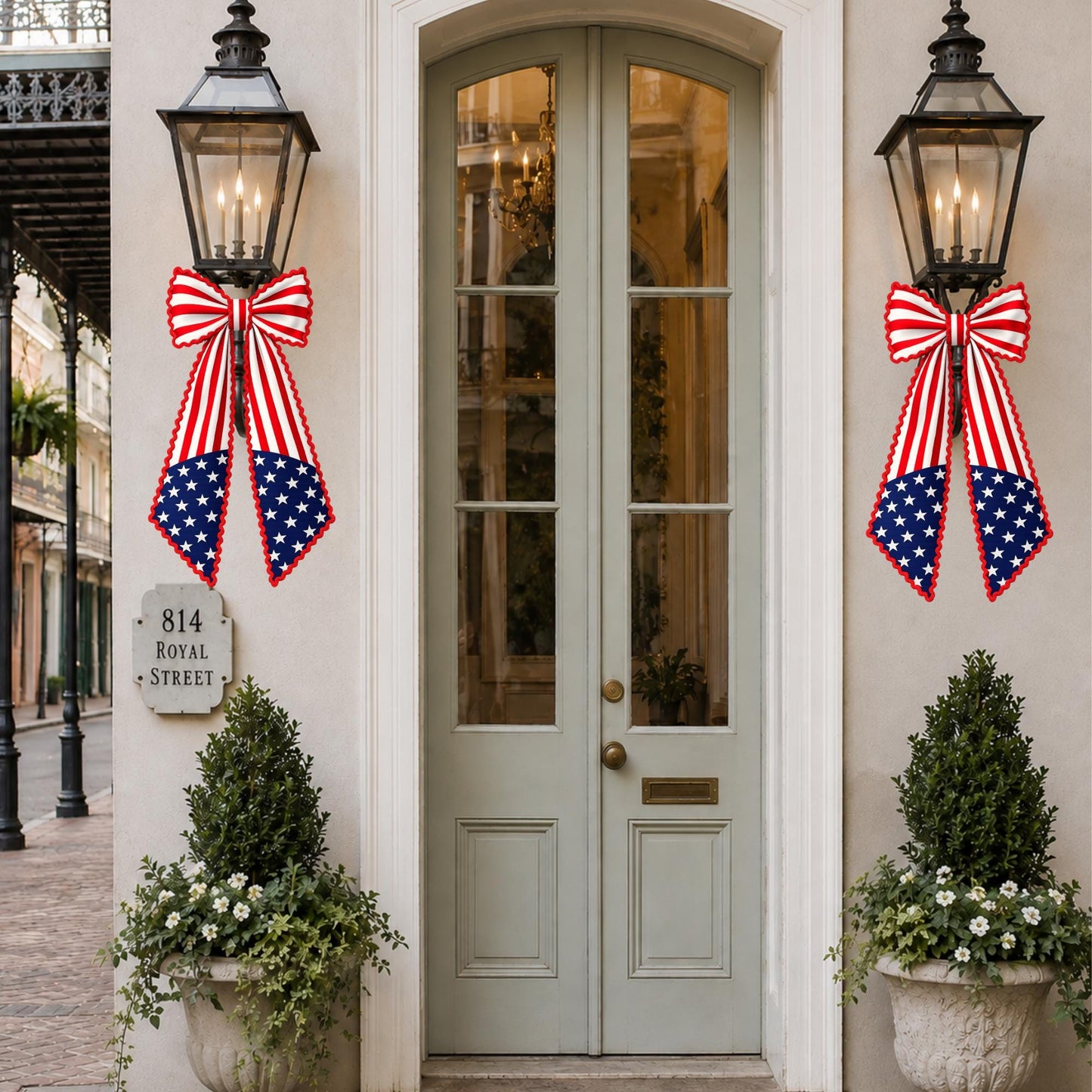 American Flag Patriotic Independence Day Monogrammed Personalized Embroidered Wreath Sash