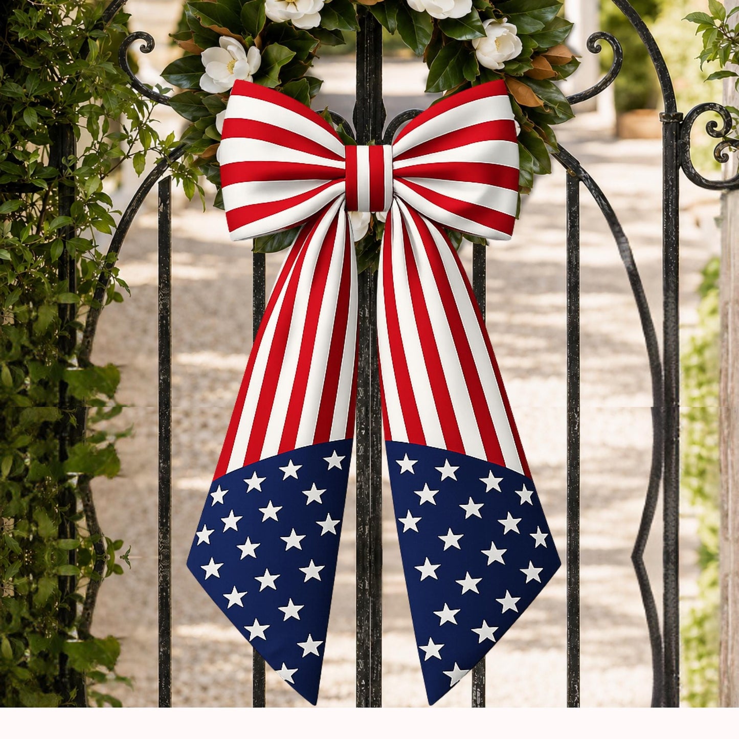 American Flag Patriotic Independence Day Monogrammed Personalized Embroidered Wreath Sash
