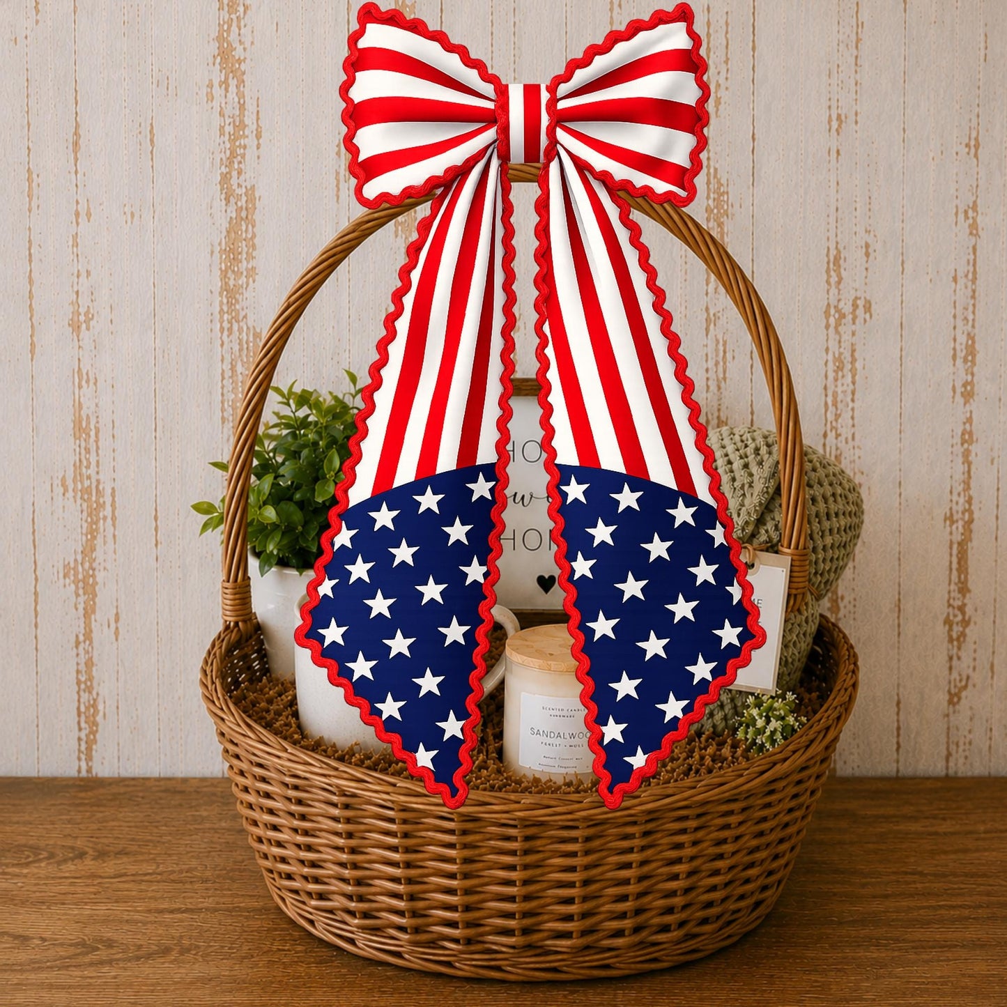 American Flag Patriotic Independence Day Monogrammed Personalized Embroidered Wreath Sash