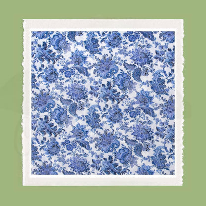 Blue Toile Wreath Sash: Personalizable Chinoiserie Summer Porch Decor