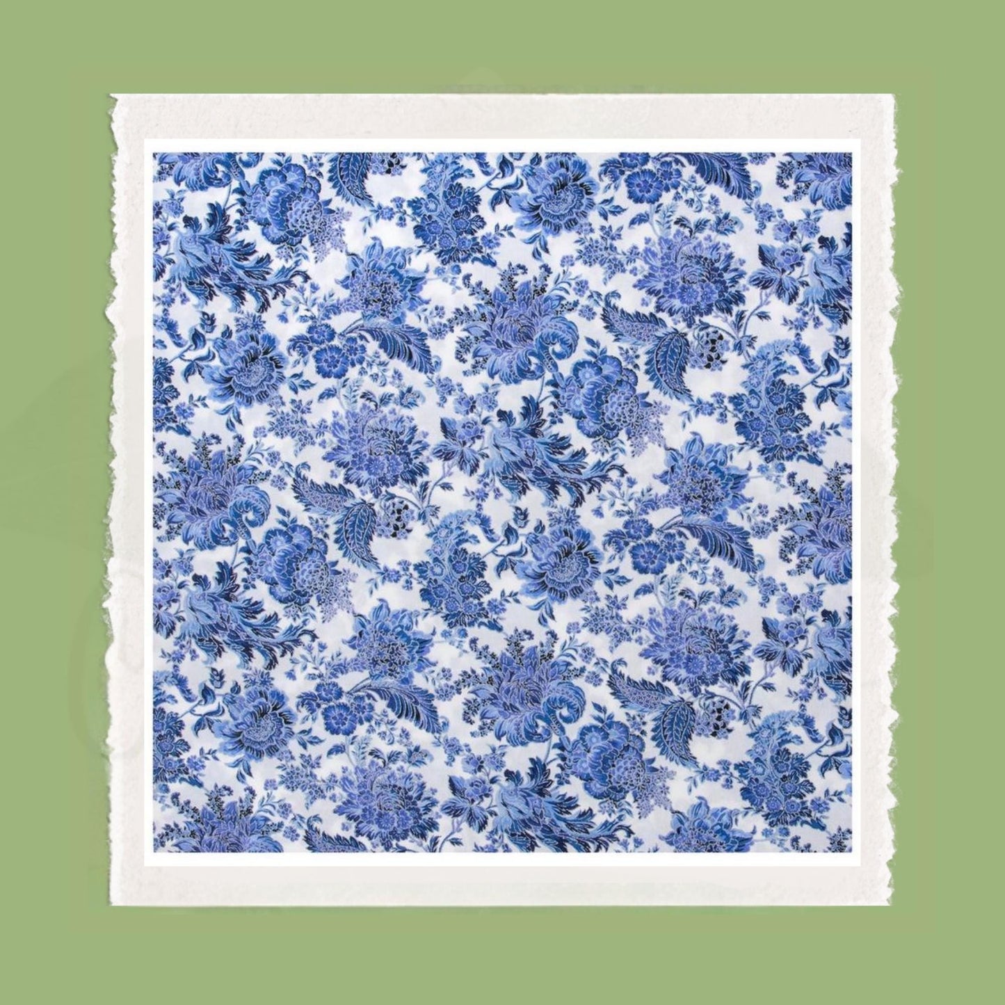 Blue Toile Wreath Sash: Personalizable Chinoiserie Summer Porch Decor