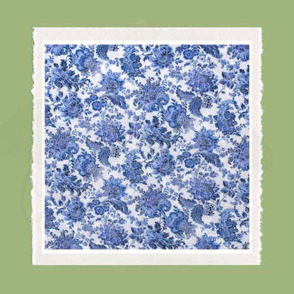 Blue Toile Wreath Sash: Personalizable Chinoiserie Summer Porch Decor