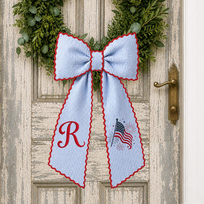 American Wreath Sash, Wreath Scarf, Personalized Sash, Patriotic Wreath Sash, USA Sash, Sash for Front Door, Fourth of July Sash