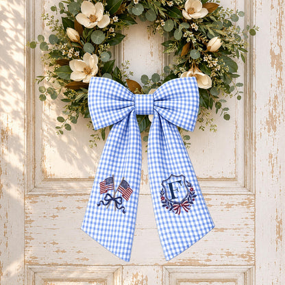 American Wreath Sash, Wreath Scarf, Personalized Sash, Patriotic Wreath Sash, USA Sash, Sash for Front Door, Fourth of July Sash
