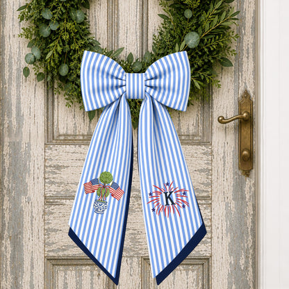 American Wreath Sash, Wreath Scarf, Personalized Sash, Patriotic Wreath Sash, USA Sash, Sash for Front Door, Fourth of July Sash