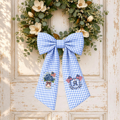 American Wreath Sash, Wreath Scarf, Personalized Sash, Patriotic Wreath Sash, USA Sash, Sash for Front Door, Fourth of July Sash