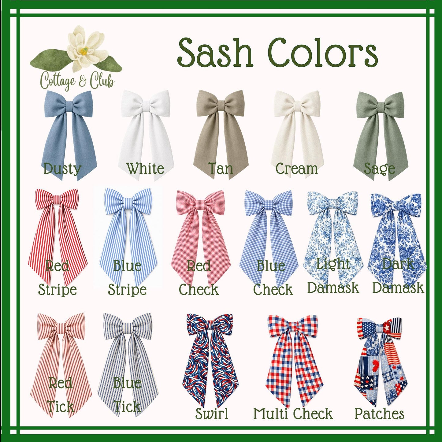 Black and White Check Embroidered Spring Wreath Sash