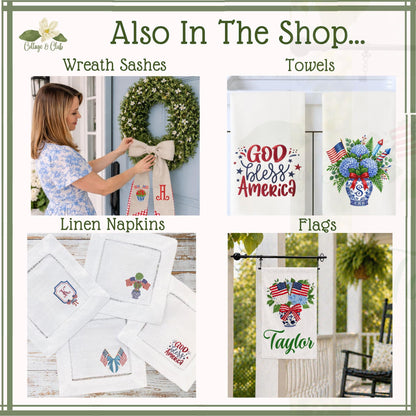 4th of July Coastal Crab Independence Day Patriotic Embroidered Personalized Custom Garden & Yard Flag