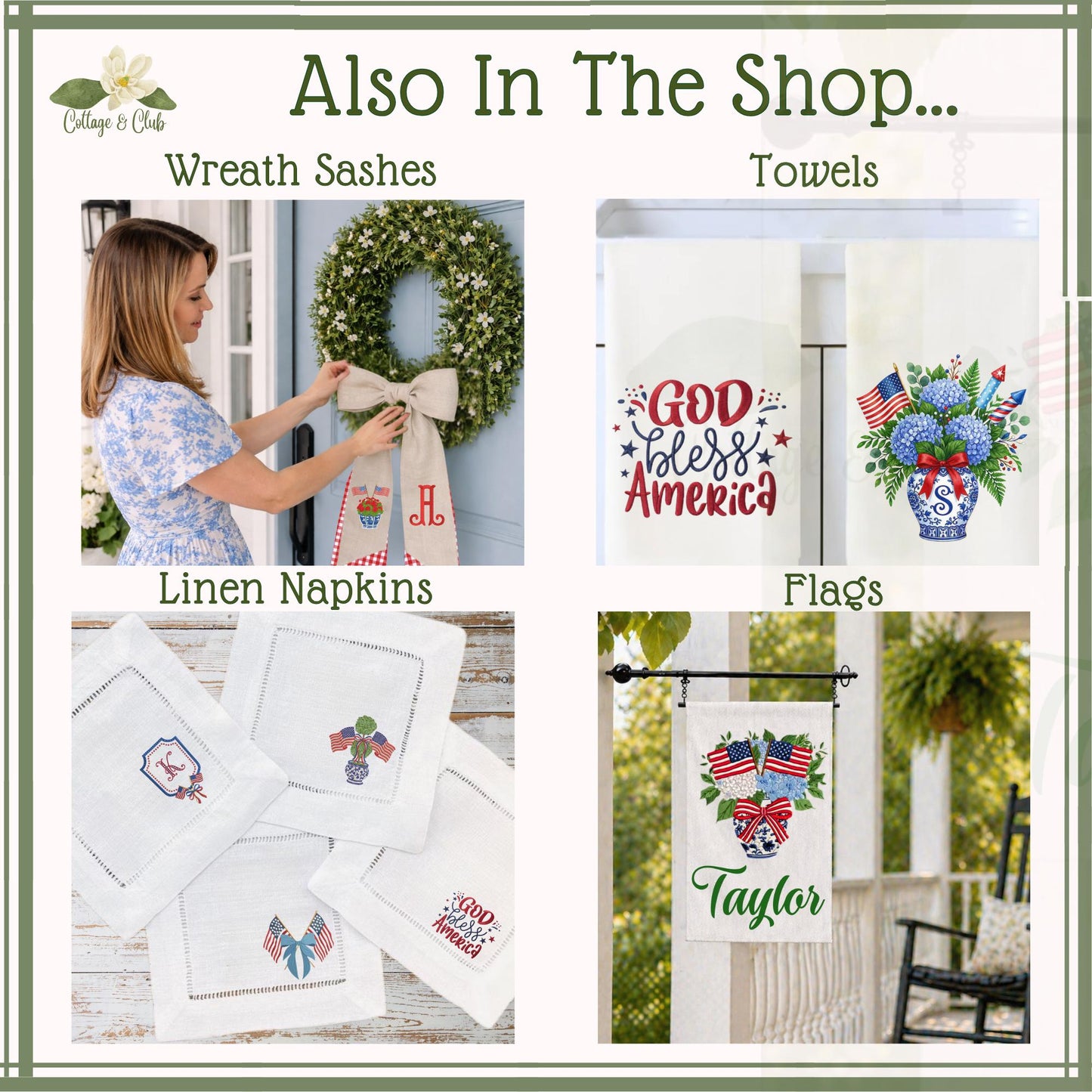 4th of July Coastal Crab Independence Day Patriotic Embroidered Personalized Custom Garden & Yard Flag