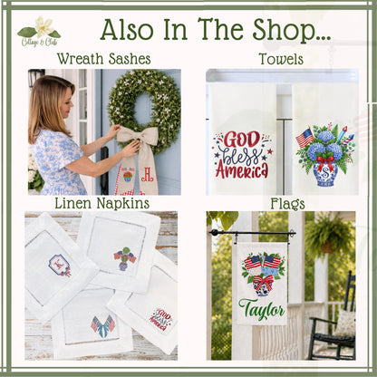 4th of July Coastal Crab Independence Day Patriotic Embroidered Personalized Custom Garden & Yard Flag