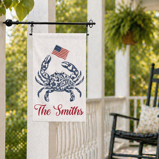 Personalized Fourth of July Embroidered Garden Flag – 12 x 18 Inches