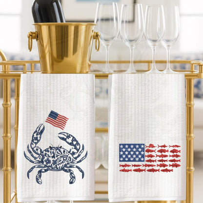 American Patriotic Independence Day Tea Towel Personalized Gift