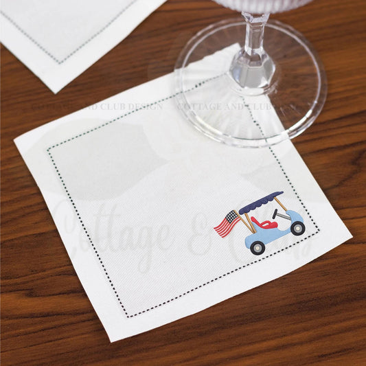 American Patriotic Personalized Cocktail Drink Napkins - Set of 4