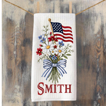 American Patriotic Independence Day Tea Towel Personalized Gift
