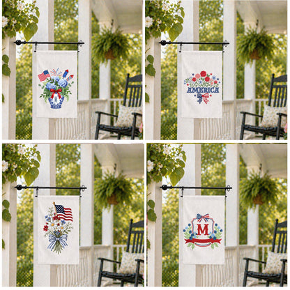 4th of July Coastal Crab Independence Day Patriotic Embroidered Personalized Custom Garden & Yard Flag