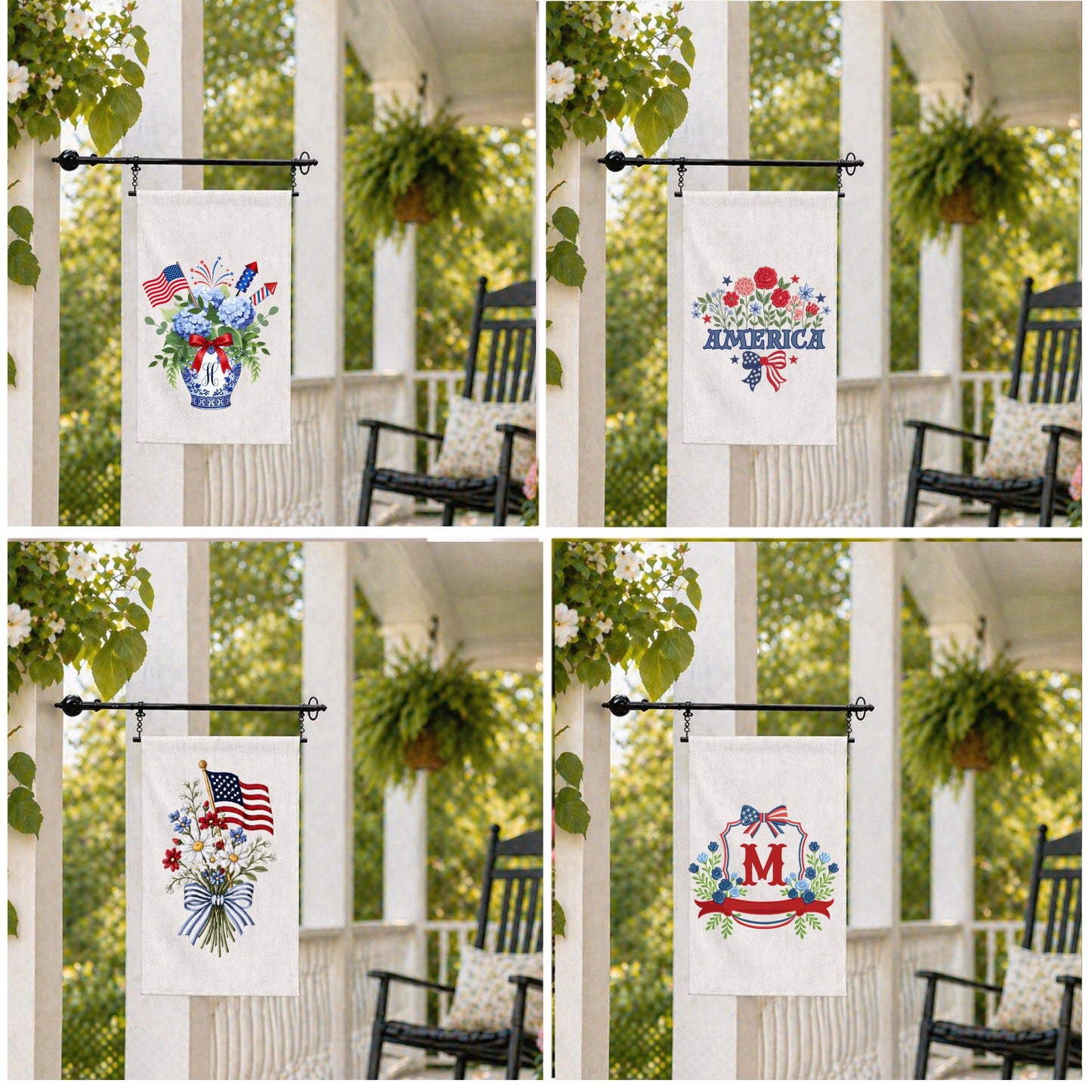 4th of July Coastal Crab Independence Day Patriotic Embroidered Personalized Custom Garden & Yard Flag