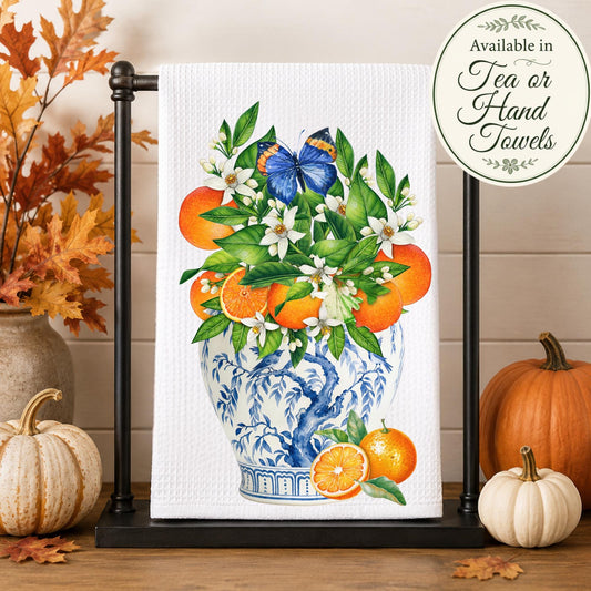 Blue and White Citrus Tea Towel