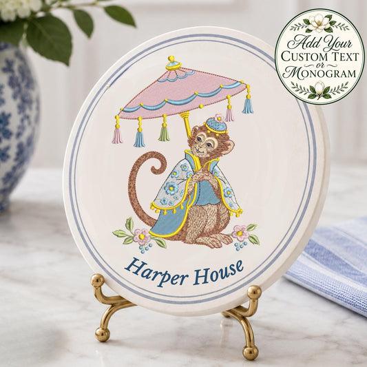 Chinoiserie Monkey Ceramic Coasters Set of 4