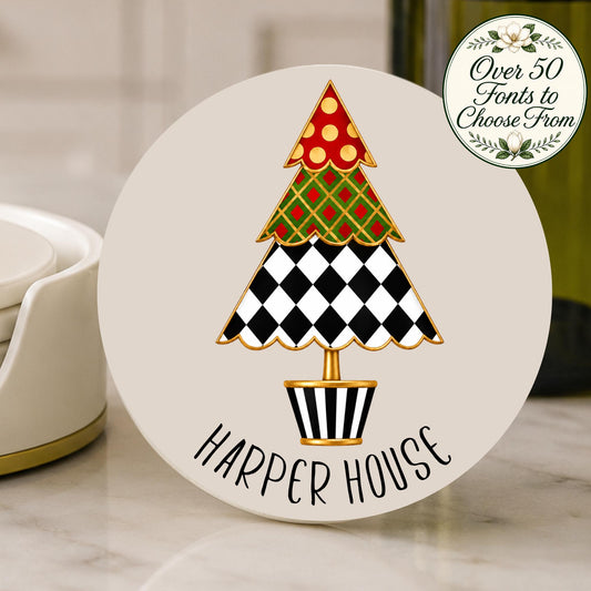 Personalized Christmas Coasters Set of 4