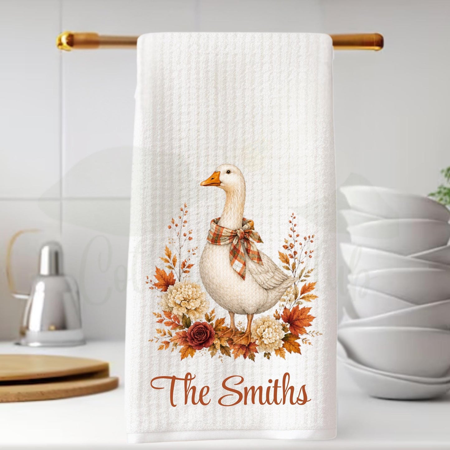 Fall Kitchen Decor Autumn Goose Waffle Weave Tea Towel Thanksgiving Hostess Gift Southern Farmhouse Home