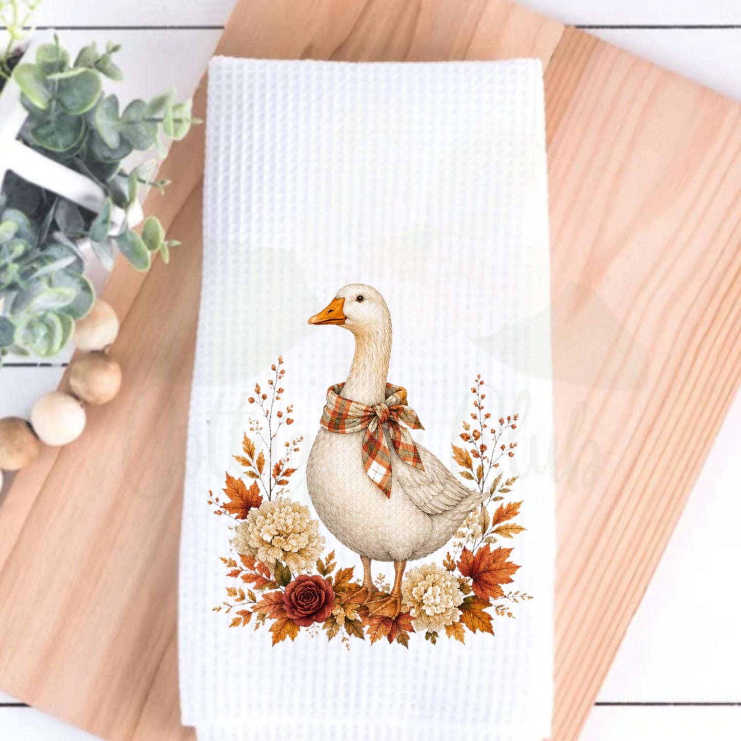 Fall Kitchen Decor Autumn Goose Waffle Weave Tea Towel Thanksgiving Hostess Gift Southern Farmhouse Home