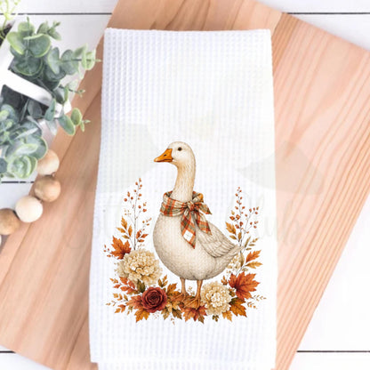 Fall Kitchen Decor Autumn Goose Waffle Weave Tea Towel Thanksgiving Hostess Gift Southern Farmhouse Home