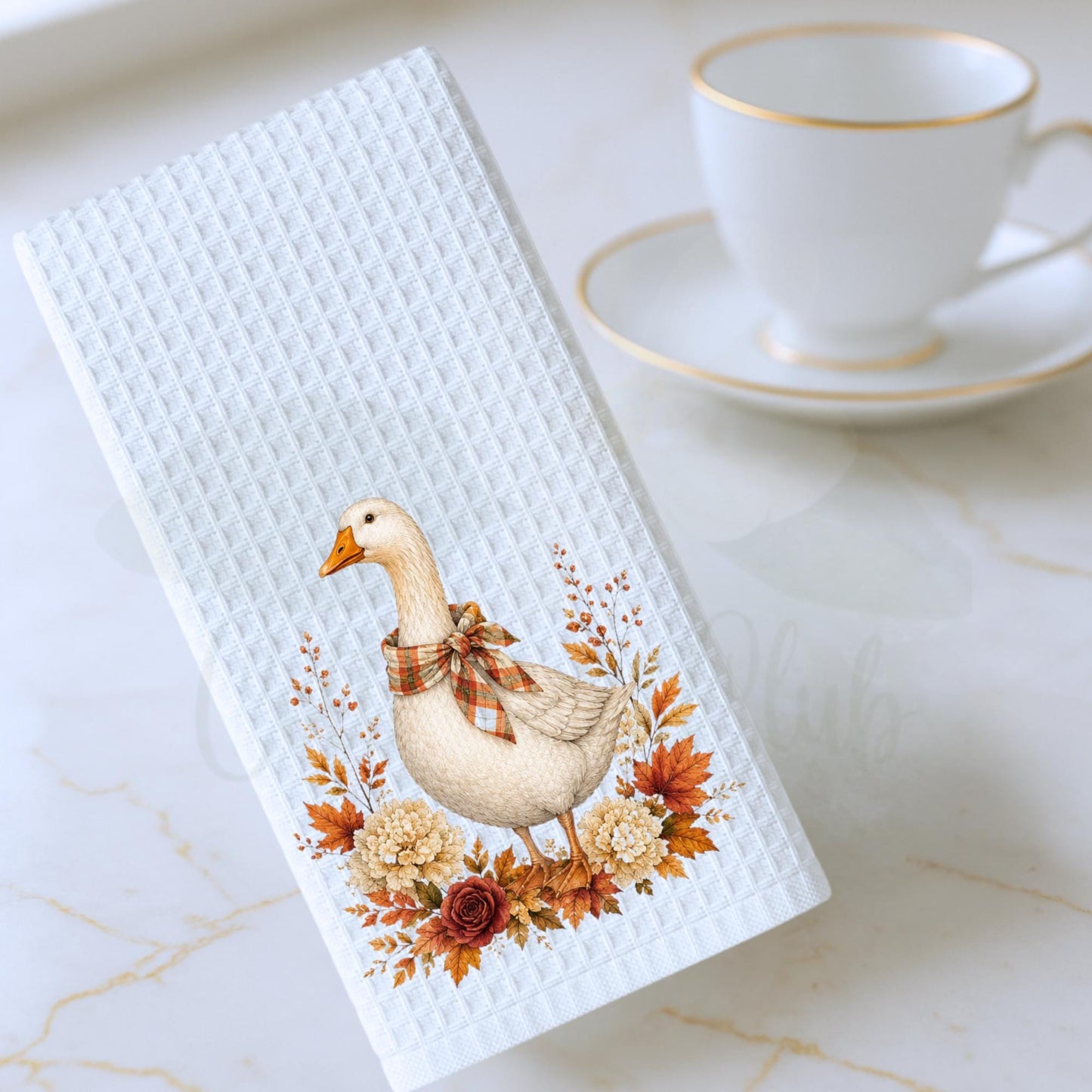 Fall Kitchen Decor Autumn Goose Waffle Weave Tea Towel Thanksgiving Hostess Gift Southern Farmhouse Home