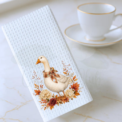 Fall Kitchen Decor Autumn Goose Waffle Weave Tea Towel Thanksgiving Hostess Gift Southern Farmhouse Home