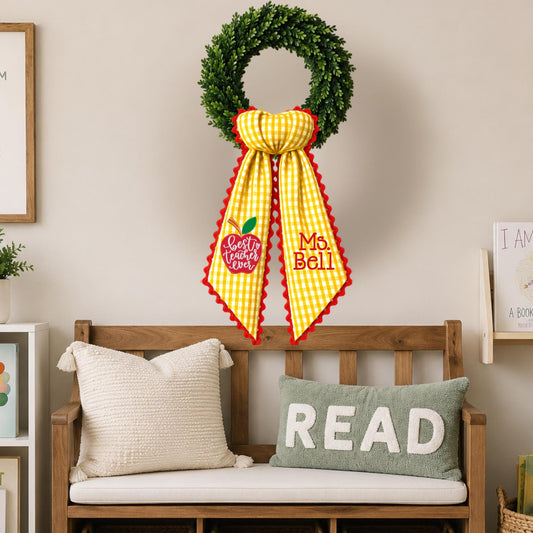 Personalized Teacher Wreath Sash