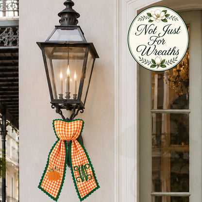 Embroidered Pumpkin Monogram Wreath Sash, Fall Wreath Sash, Pumpkin Wreath Sash, Last name wreath sash, Hostess gift, Fall Decor
