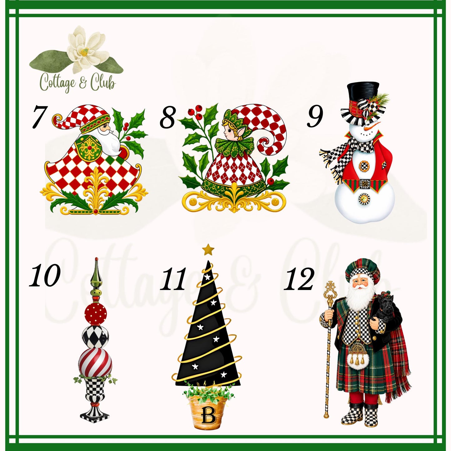 Personalized Christmas Tea or Hand Towel, Black White Harlequin Holiday Decor, Custom Monogram Hostess Gift Oversized Waffle Weave Tea Towel