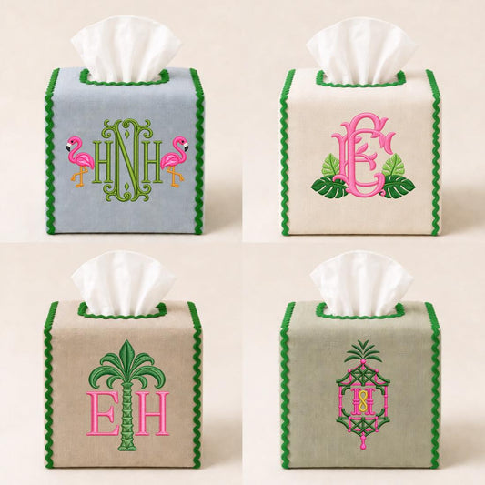 Monogramed Tissue Box Cover