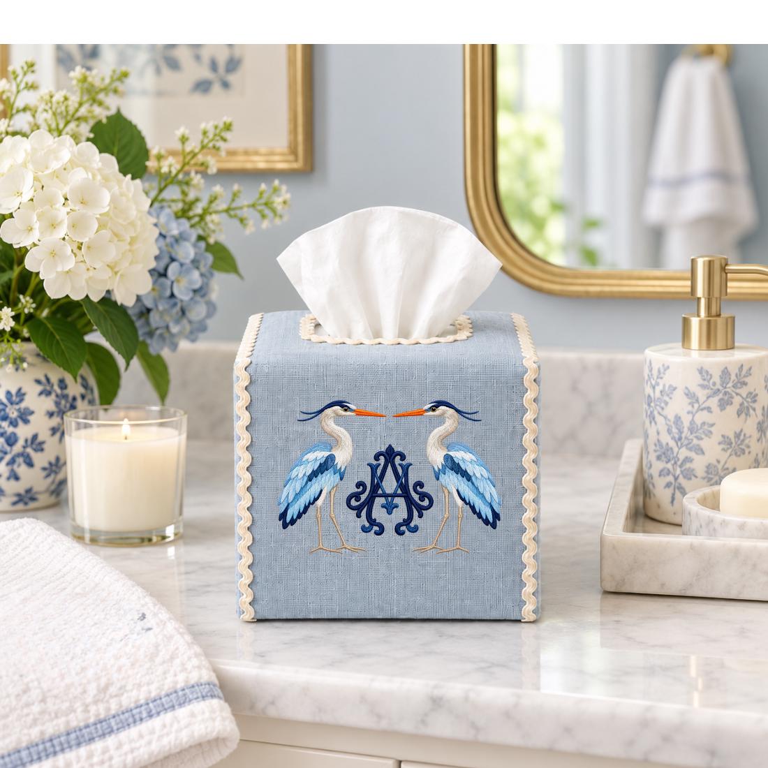 Monogramed Tissue Box Cover