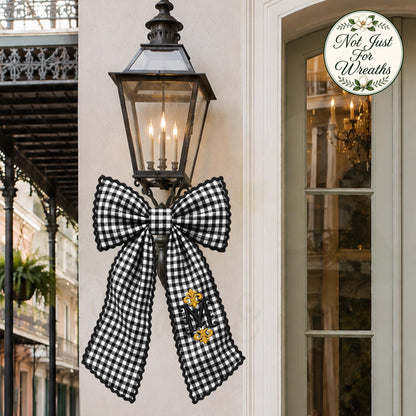 Gingham Wreath Sash, Personalized Front Door Bow, 52 or 72 Inch Wreath Sash, Rick Rack Trim Option, Southern Door Decor, Housewarming Gift