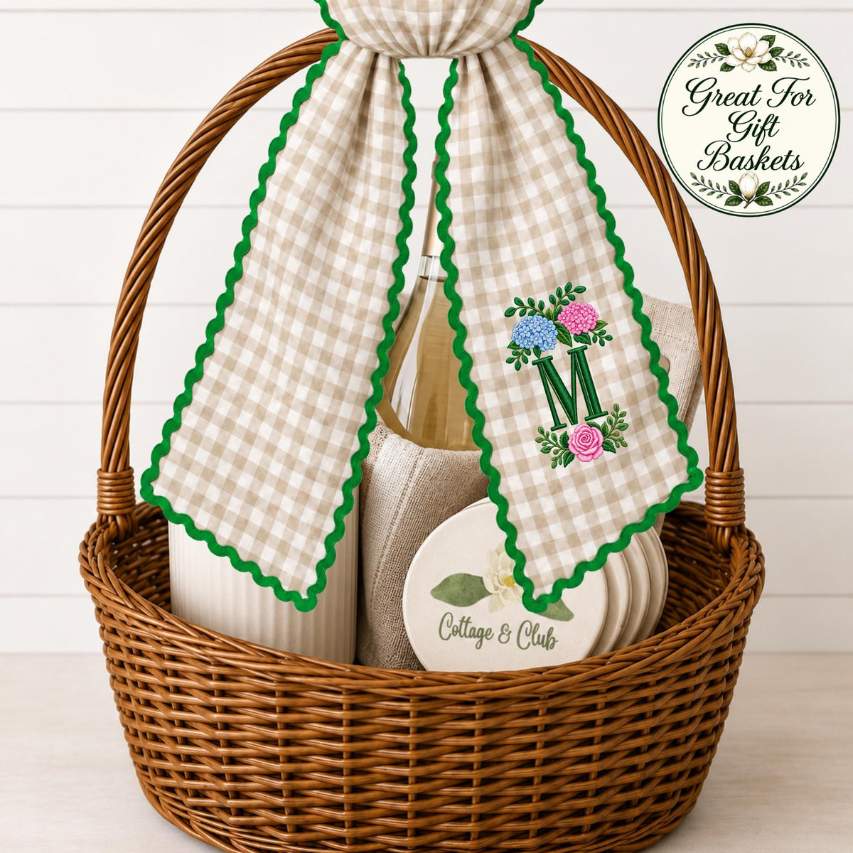 Gingham Wreath Sash, Personalized Front Door Bow, 52 or 72 Inch Wreath Sash, Rick Rack Trim Option, Southern Door Decor, Housewarming Gift