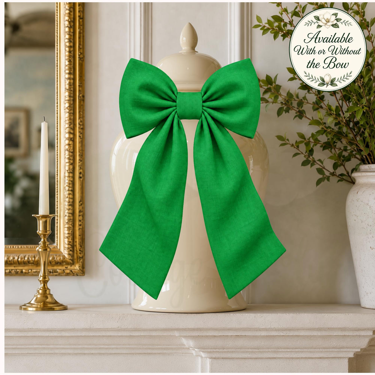 Classic Solid Wreath Sash, Personalized Front Door Bow, 52 or 72 Inch Wreath Sash, Rick Rack Trim Option