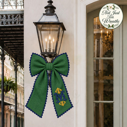 Classic Solid Wreath Sash, Personalized Front Door Bow, 52 or 72 Inch Wreath Sash, Rick Rack Trim Option