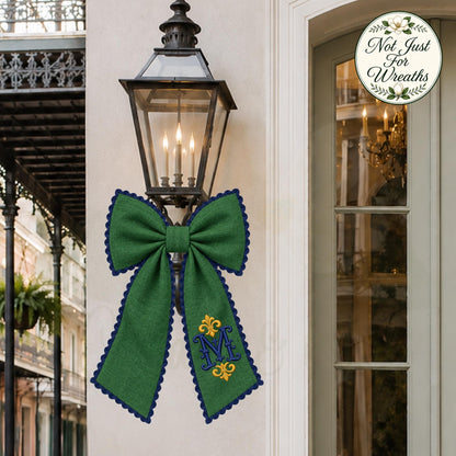 Classic Solid Wreath Sash, Personalized Front Door Bow, 52 or 72 Inch Wreath Sash, Rick Rack Trim Option