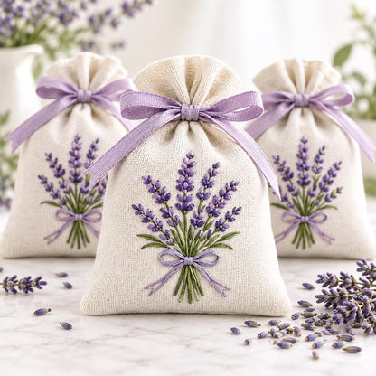 Personalized Lavender Sachet Bag Wedding Favor Embroidered Linen Sachet Bridal Shower Gift Guest Welcome Favor Custom Wedding Keepsake