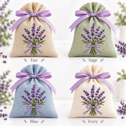 Personalized Lavender Sachet Bag Wedding Favor Embroidered Linen Sachet Bridal Shower Gift Guest Welcome Favor Custom Wedding Keepsake