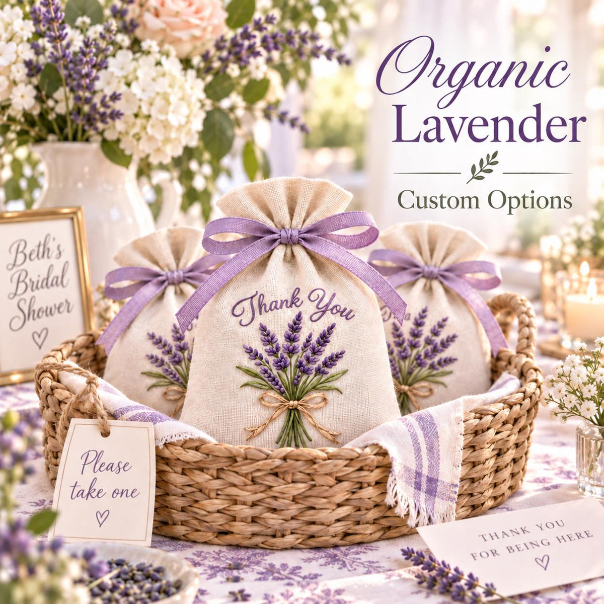 Personalized Lavender Sachet Bag Wedding Favor Embroidered Linen Sachet Bridal Shower Gift Guest Welcome Favor Custom Wedding Keepsake
