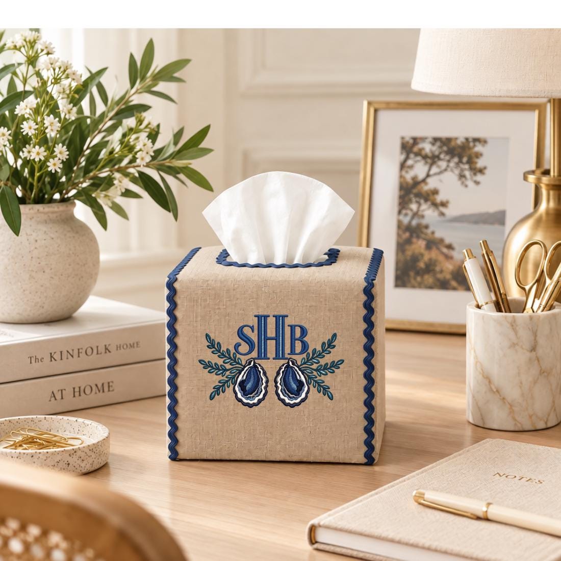 Monogramed Tissue Box Cover