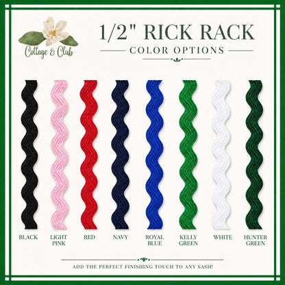 Classic Solid Wreath Sash, Personalized Front Door Bow, 52 or 72 Inch Wreath Sash, Rick Rack Trim Option