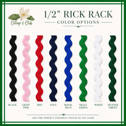 Classic Solid Wreath Sash, Personalized Front Door Bow, 52 or 72 Inch Wreath Sash, Rick Rack Trim Option