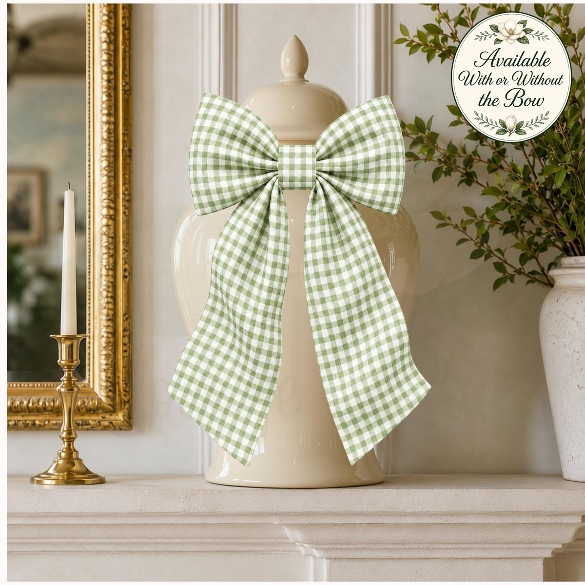 Gingham Wreath Sash, Personalized Front Door Bow, 52 or 72 Inch Wreath Sash, Rick Rack Trim Option, Southern Door Decor, Housewarming Gift